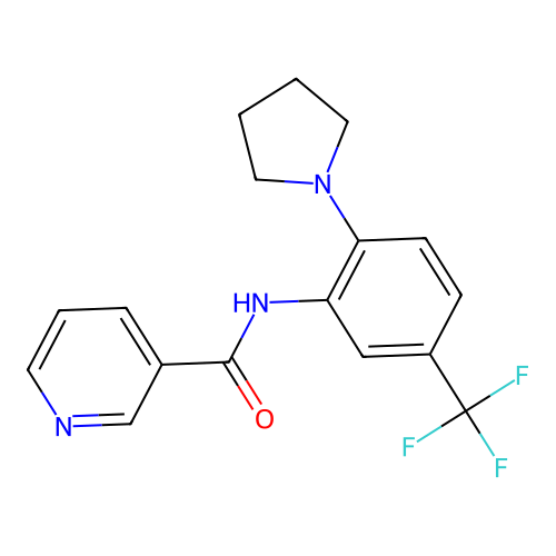 N-[2-(1-pyrrolidinyl)-5-(trifluoromethyl)phenyl]nicotinamide structure