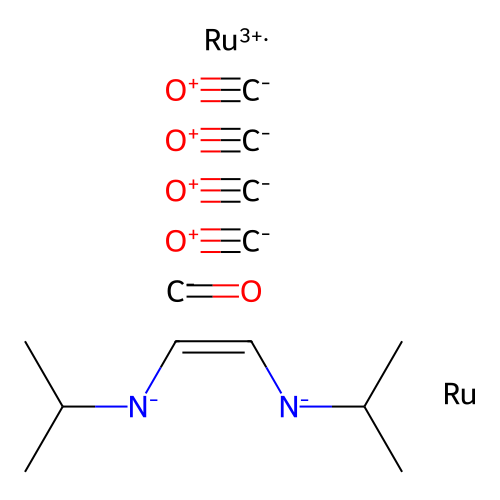 Ruthenium, mu-carbonyltetracarbonyl(mu-(eta4-N,N'-1,2-ethanediylidenebis(2-propanamine)-N,N'))di-, (Ru-Ru) structure
