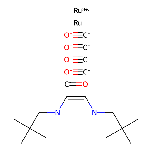 Ruthenium, mu-carbonyltetracarbonyl(mu-(eta4-N,N'-1,2-ethanediylidenebis(2,2-dimethyl-1-propanamine)-N,N'))di-, (Ru-Ru) structure
