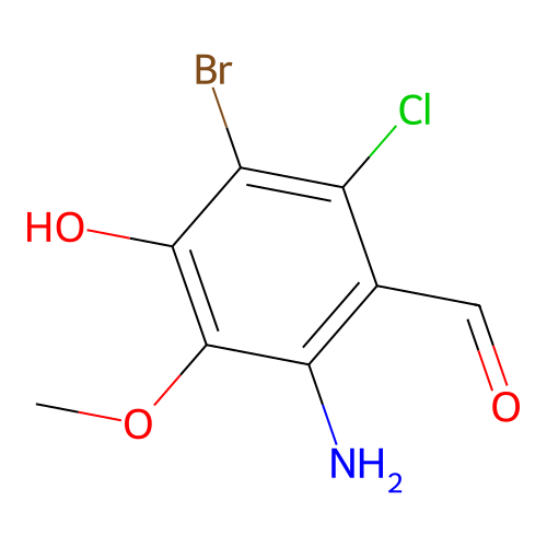 2-Amino-5-bromo-6-chloro-4-hydroxy-3-methoxybenzaldehyde structure