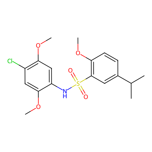 N-(4-chloro-2,5-dimethoxyphenyl)-5-isopropyl-2-methoxybenzenesulfonamide structure
