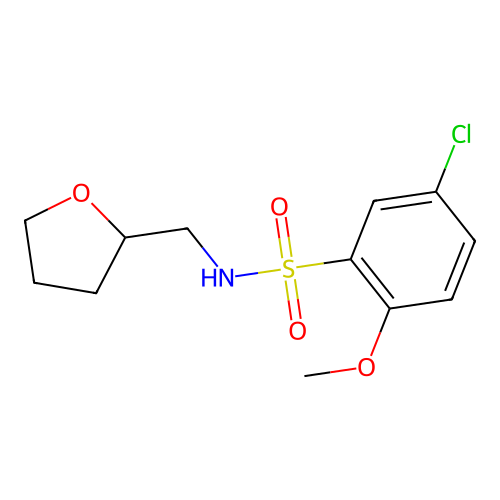 5-chloro-2-methoxy-N-(oxolan-2-ylmethyl)benzenesulfonamide structure