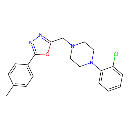 2-((4-(2-Chlorophenyl)piperazin-1-yl)methyl)-5-(p-tolyl)-1,3,4-oxadiazole structure