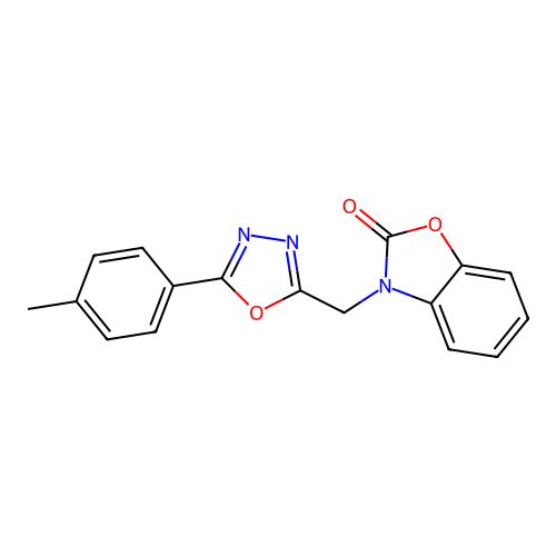 3-{[5-(4-methylphenyl)-1,3,4-oxadiazol-2-yl]methyl}-1,3-benzoxazol-2(3H)-one structure