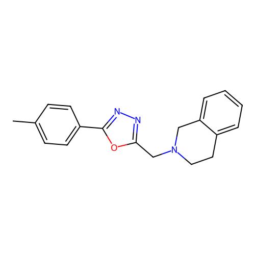 2-((3,4-dihydroisoquinolin-2(1H)-yl)methyl)-5-(p-tolyl)-1,3,4-oxadiazole structure