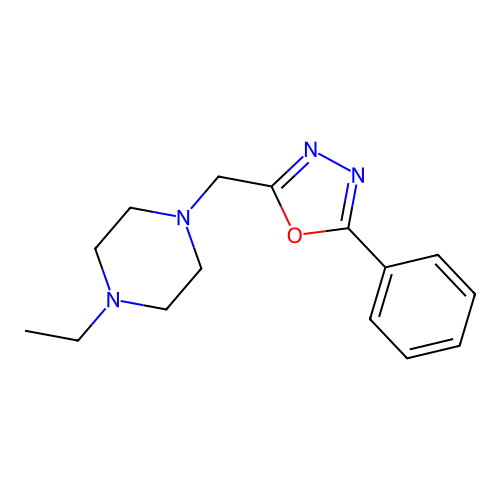 1-Ethyl-4-[(5-phenyl-1,3,4-oxadiazol-2-yl)methyl]piperazine structure