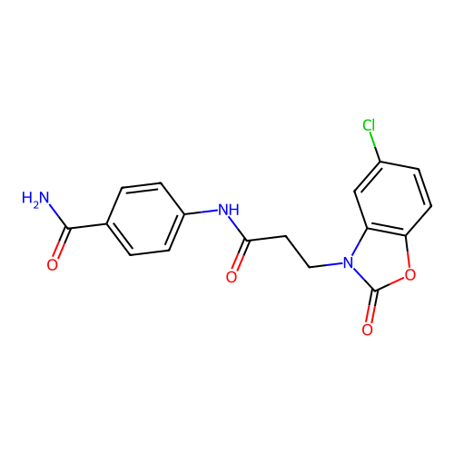 4-(3-(5-chloro-2-oxobenzo[d]oxazol-3(2H)-yl)propanamido)benzamide structure