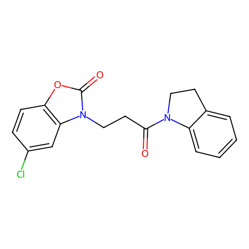 5-chloro-3-(3-(indolin-1-yl)-3-oxopropyl)benzo[d]oxazol-2(3H)-one structure