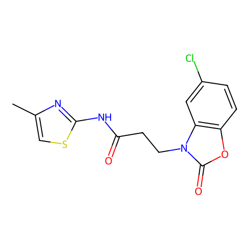 3-(5-chloro-2-oxobenzo[d]oxazol-3(2H)-yl)-N-(4-methylthiazol-2-yl)propanamide structure