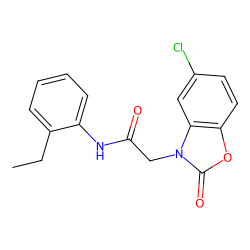 2-(5-chloro-2-oxo-1,3-benzoxazol-3(2H)-yl)-N-(2-ethylphenyl)acetamide structure