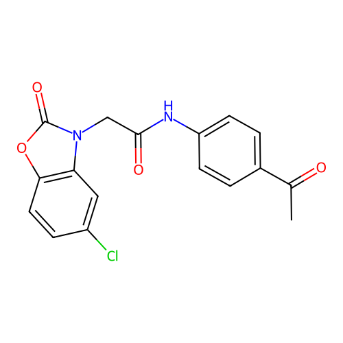 N-(4-acetylphenyl)-2-(5-chloro-2-oxo-1,3-benzoxazol-3(2H)-yl)acetamide structure