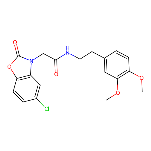 2-(5-chloro-2-oxo-1,3-benzoxazol-3(2H)-yl)-N-[2-(3,4-dimethoxyphenyl)ethyl]acetamide structure