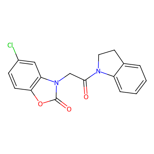 5-chloro-3-(2-(indolin-1-yl)-2-oxoethyl)benzo[d]oxazol-2(3H)-one structure