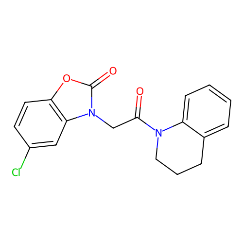 5-chloro-3-(2-(3,4-dihydroquinolin-1(2H)-yl)-2-oxoethyl)benzo[d]oxazol-2(3H)-one structure