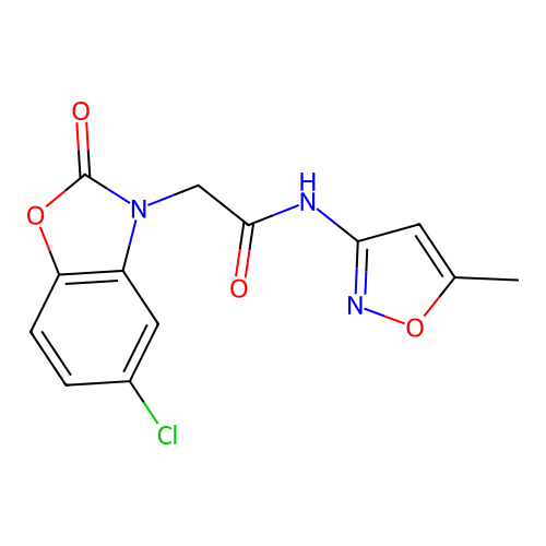 2-(5-chloro-2-oxo-1,3-benzoxazol-3-yl)-N-(5-methyl-1,2-oxazol-3-yl)acetamide structure