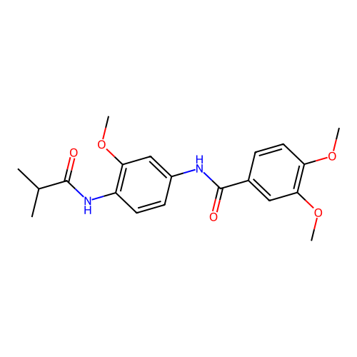 3,4-dimethoxy-N-[3-methoxy-4-(2-methylpropanoylamino)phenyl]benzamide structure