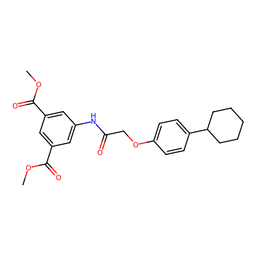 Dimethyl 5-{[(4-cyclohexylphenoxy)acetyl]amino}benzene-1,3-dicarboxylate structure