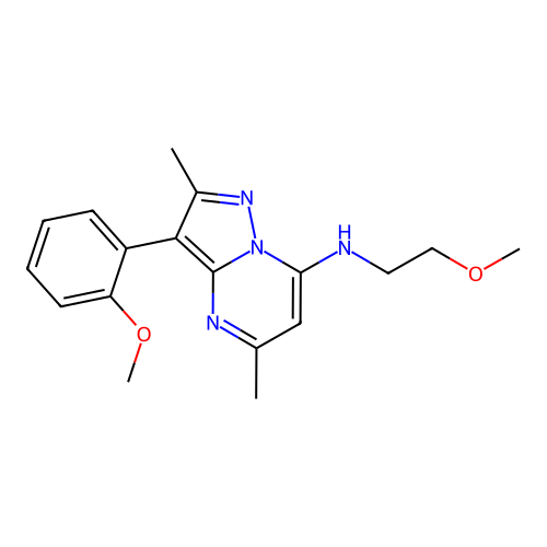 N-(2-methoxyethyl)-3-(2-methoxyphenyl)-2,5-dimethylpyrazolo[1,5-a]pyrimidin-7-amine structure