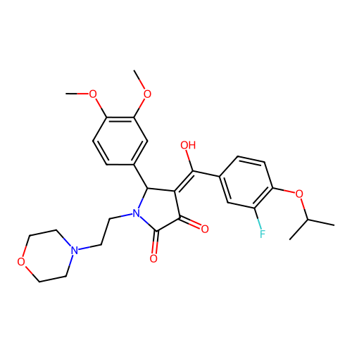 (4E)-5-(3,4-dimethoxyphenyl)-4-[(3-fluoro-4-propan-2-yloxyphenyl)-hydroxymethylidene]-1-(2-morpholin-4-ylethyl)pyrrolidine-2,3-dione structure