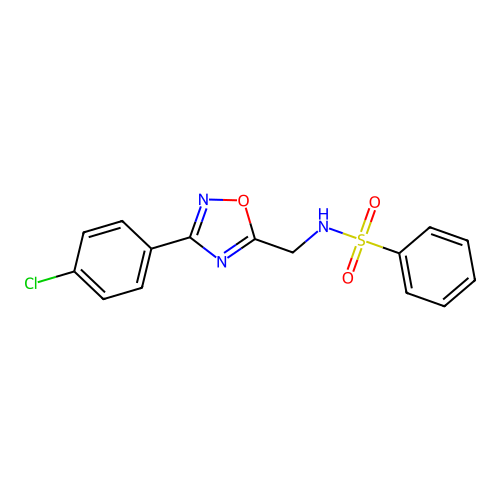 N-[[3-(4-chlorophenyl)-1,2,4-oxadiazol-5-yl]methyl]benzenesulfonamide structure