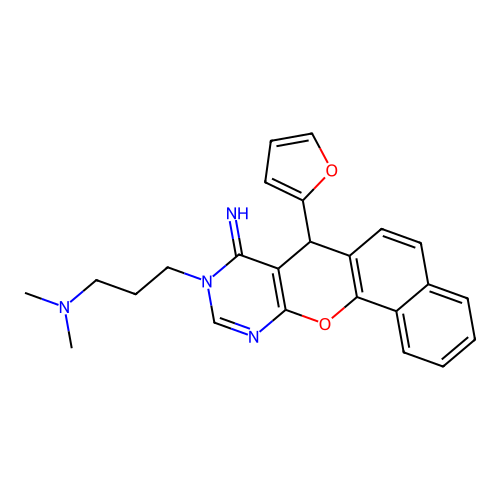 {3-[5-(FURAN-2-YL)-4-IMINO-5H-12-OXA-1,3-DIAZATETRAPHEN-3-YL]PROPYL}DIMETHYLAMINE structure
