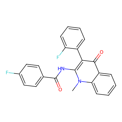 4-fluoro-N-(3-(2-fluorophenyl)-1-methyl-4-oxo-1,4-dihydroquinolin-2-yl)benzamide structure
