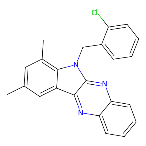 6-(2-chlorobenzyl)-7,9-dimethyl-6H-indolo[2,3-b]quinoxaline structure