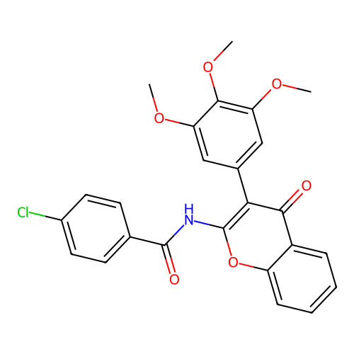 4-chloro-N-(4-oxo-3-(3,4,5-trimethoxyphenyl)-4H-chromen-2-yl)benzamide structure