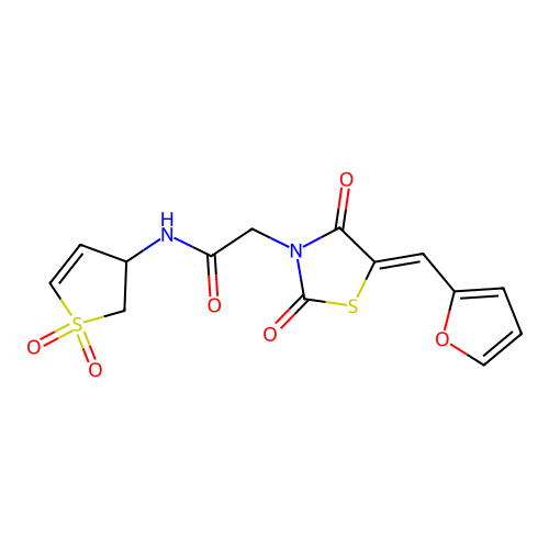 N-(1,1-dioxido-2,3-dihydrothiophen-3-yl)-2-[(5Z)-5-(furan-2-ylmethylidene)-2,4-dioxo-1,3-thiazolidin-3-yl]acetamide structure