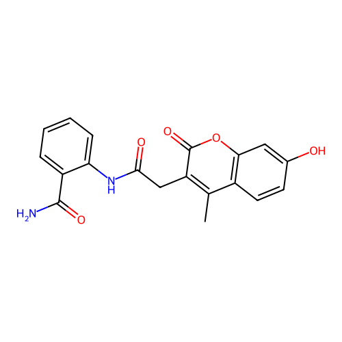 2-{[(7-hydroxy-4-methyl-2-oxo-2H-chromen-3-yl)acetyl]amino}benzamide structure