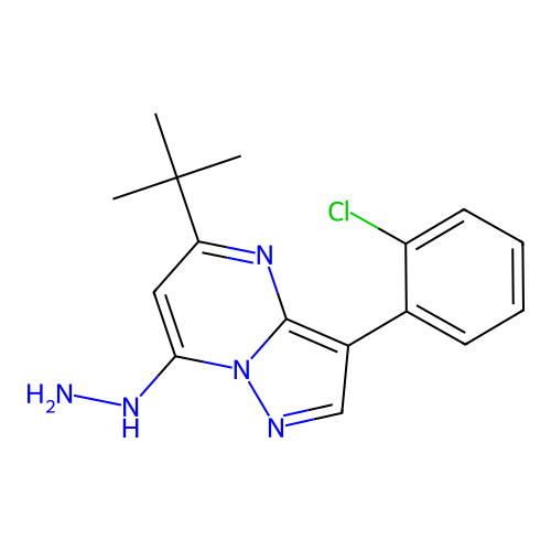 5-Tert-butyl-3-(2-chlorophenyl)-7-hydrazinylpyrazolo[1,5-a]pyrimidine structure