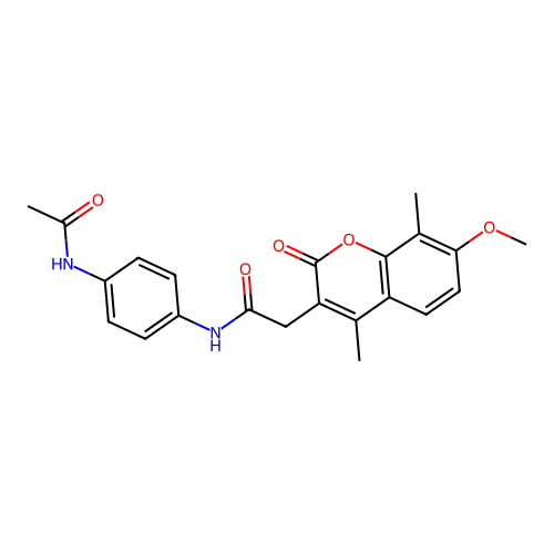 N-(4-acetamidophenyl)-2-(7-methoxy-4,8-dimethyl-2-oxo-2H-chromen-3-yl)acetamide structure