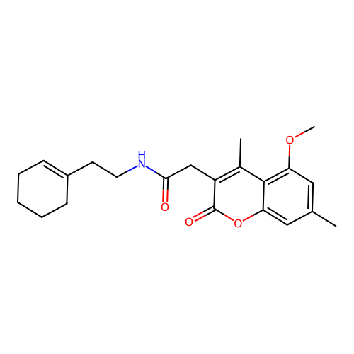 N-[2-(cyclohexen-1-yl)ethyl]-2-(5-methoxy-4,7-dimethyl-2-oxochromen-3-yl)acetamide structure