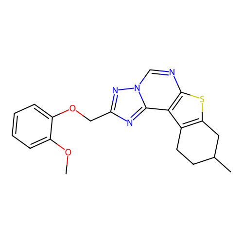 2-((2-methoxyphenoxy)methyl)-9-methyl-8,9,10,11-tetrahydrobenzo[4,5]thieno[3,2-e][1,2,4]triazolo[1,5-c]pyrimidine structure