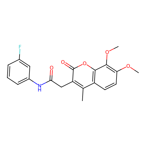 2-(7,8-dimethoxy-4-methyl-2-oxo-2H-chromen-3-yl)-N-(3-fluorophenyl)acetamide structure