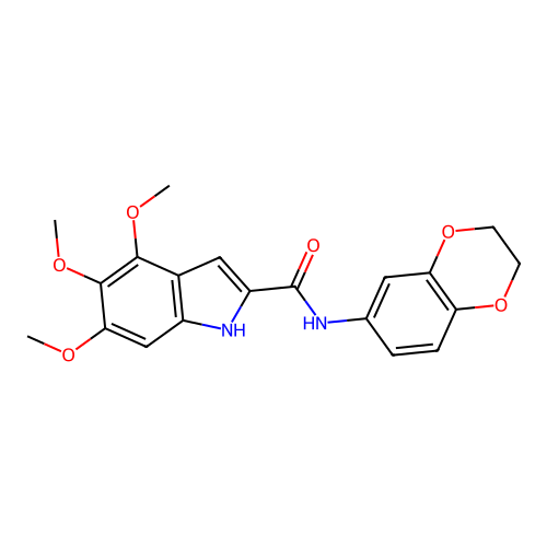 N-(2,3-dihydro-1,4-benzodioxin-6-yl)-4,5,6-trimethoxy-1H-indole-2-carboxamide structure