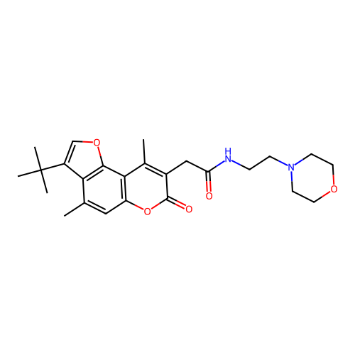 2-(3-(tert-butyl)-4,9-dimethyl-7-oxo-7H-furo[2,3-f]chromen-8-yl)-N-(2-morpholinoethyl)acetamide structure