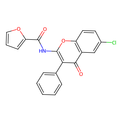 N-(6-chloro-4-oxo-3-phenyl-4H-chromen-2-yl)furan-2-carboxamide structure