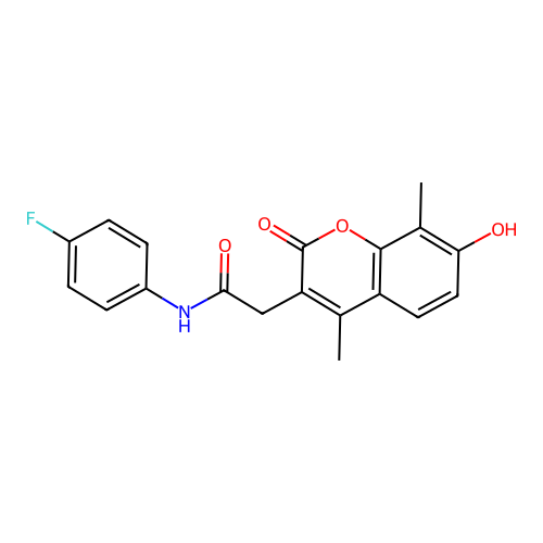 N-(4-fluorophenyl)-2-(7-hydroxy-4,8-dimethyl-2-oxo-2H-chromen-3-yl)acetamide structure