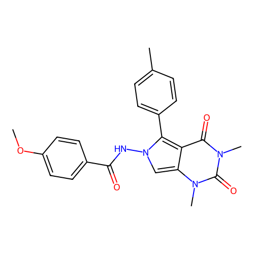 N-(1,3-dimethyl-2,4-dioxo-5-(p-tolyl)-3,4-dihydro-1H-pyrrolo[3,4-d]pyrimidin-6(2H)-yl)-4-methoxybenzamide structure