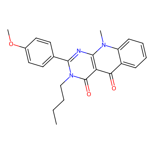 3-butyl-2-(4-methoxyphenyl)-10-methylpyrimido[4,5-b]quinoline-4,5(3H,10H)-dione structure
