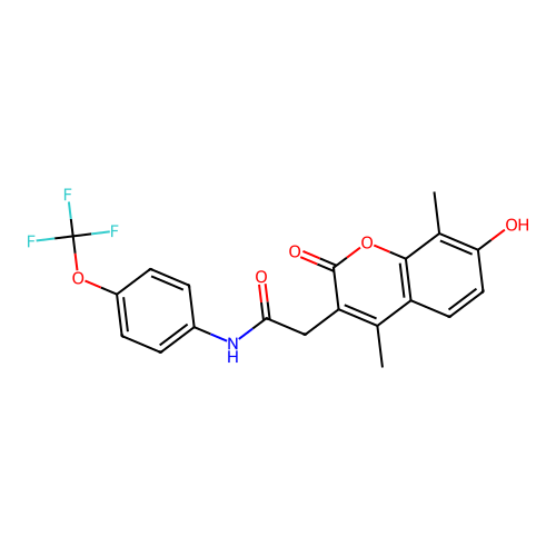 2-(7-hydroxy-4,8-dimethyl-2-oxo-2H-chromen-3-yl)-N-(4-(trifluoromethoxy)phenyl)acetamide structure