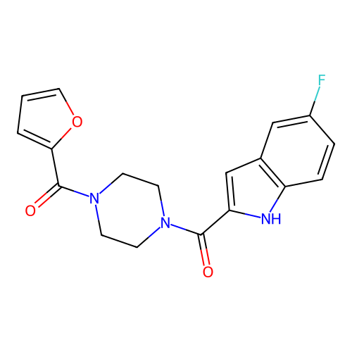 [4-(5-fluoro-1H-indole-2-carbonyl)piperazin-1-yl]-(furan-2-yl)methanone structure