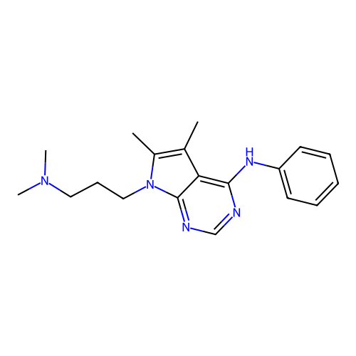 7-[3-(dimethylamino)propyl]-5,6-dimethyl-N-phenylpyrrolo[2,3-d]pyrimidin-4-amine structure
