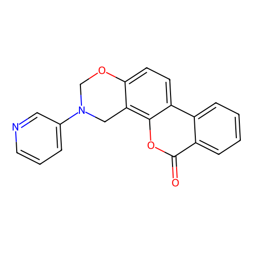 3-(pyridin-3-yl)-3,4-dihydrobenzo[3,4]chromeno[8,7-e][1,3]oxazin-6(2H)-one structure