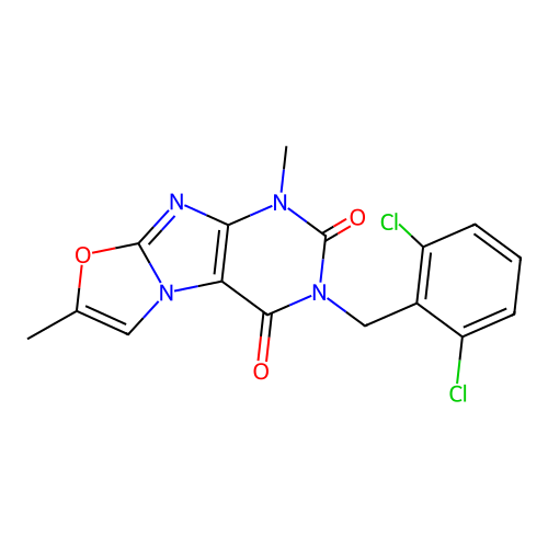 3-(2,6-dichlorobenzyl)-1,7-dimethyloxazolo[2,3-f]purine-2,4(1H,3H)-dione structure