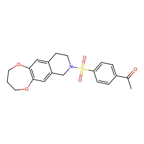 1-(4-((3,4,9,10-tetrahydro-2H-[1,4]dioxepino[2,3-g]isoquinolin-8(7H)-yl)sulfonyl)phenyl)ethanone structure