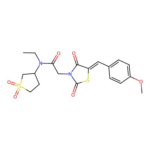 N-(1,1-dioxidotetrahydrothiophen-3-yl)-N-ethyl-2-[(5Z)-5-(4-methoxybenzylidene)-2,4-dioxo-1,3-thiazolidin-3-yl]acetamide structure