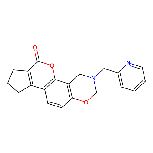 3-(pyridin-2-ylmethyl)-3,4,8,9-tetrahydro-2H-cyclopenta[3,4]chromeno[8,7-e][1,3]oxazin-6(7H)-one structure