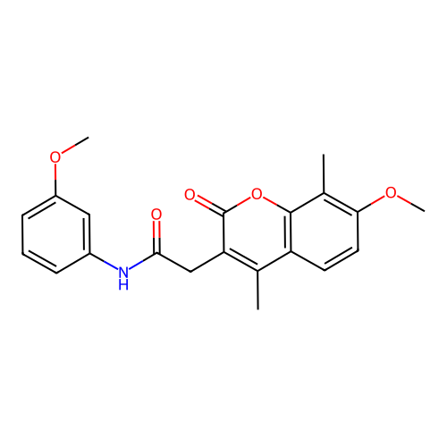 2-(7-methoxy-4,8-dimethyl-2-oxo-2H-chromen-3-yl)-N-(3-methoxyphenyl)acetamide structure